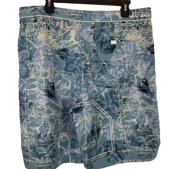 Wonderwall Board Shorts Blue White Hawaii Map Print Very Good Size 36 - Picture 2 of 6